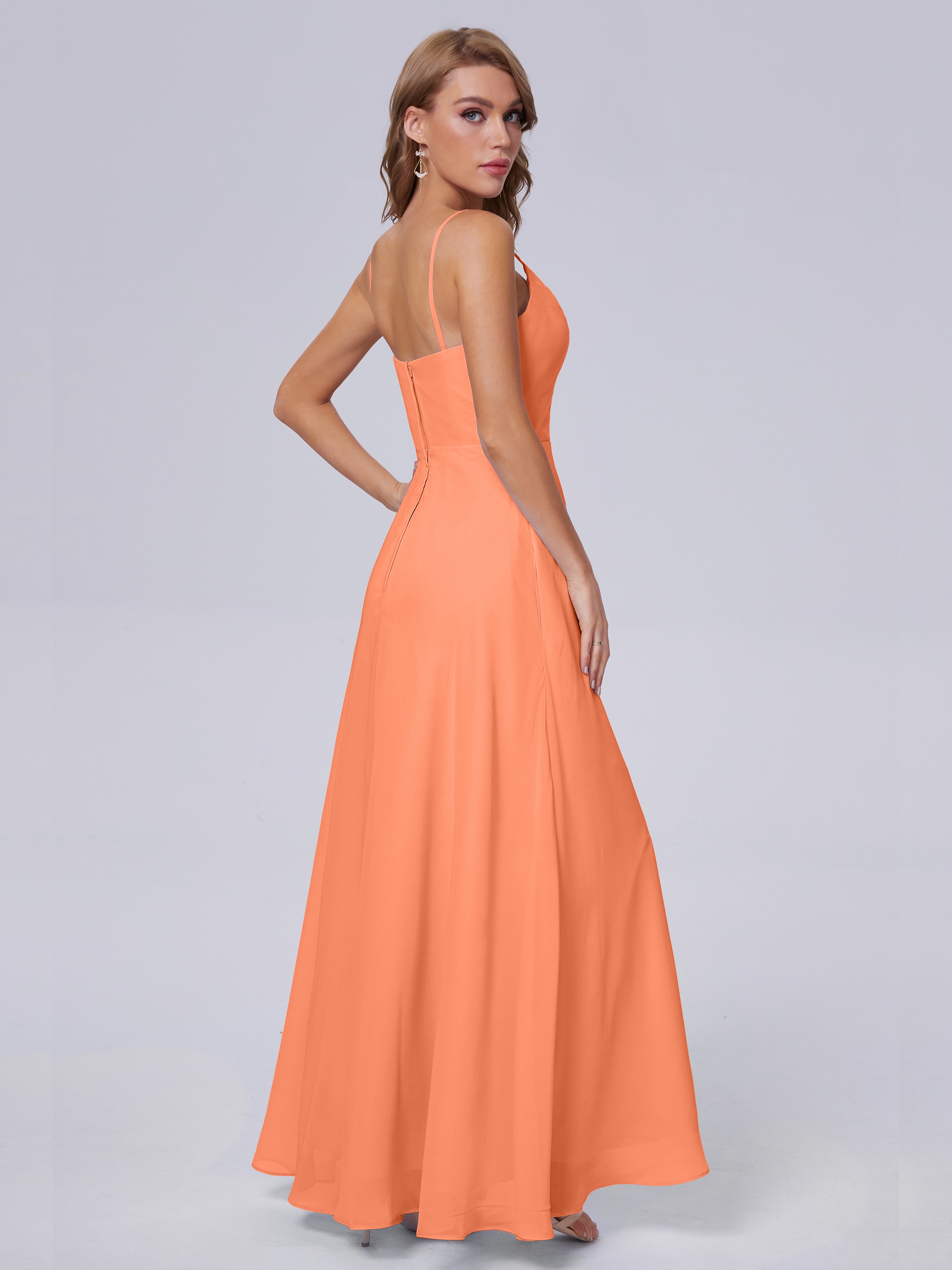 Reese Modest Split Chiffon Long Bridesmaid Dresses