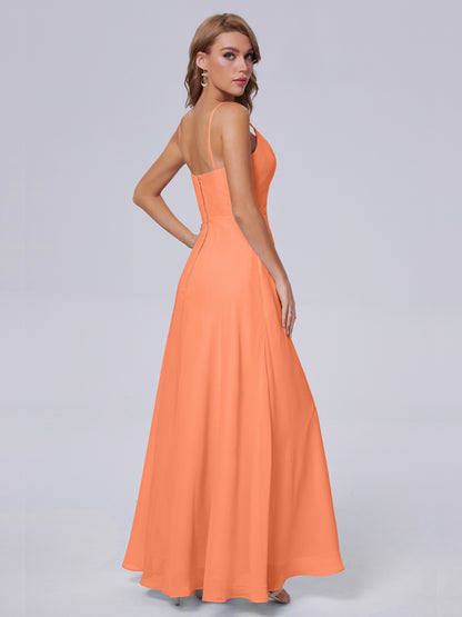 Reese Modest Split Chiffon Long Bridesmaid Dresses