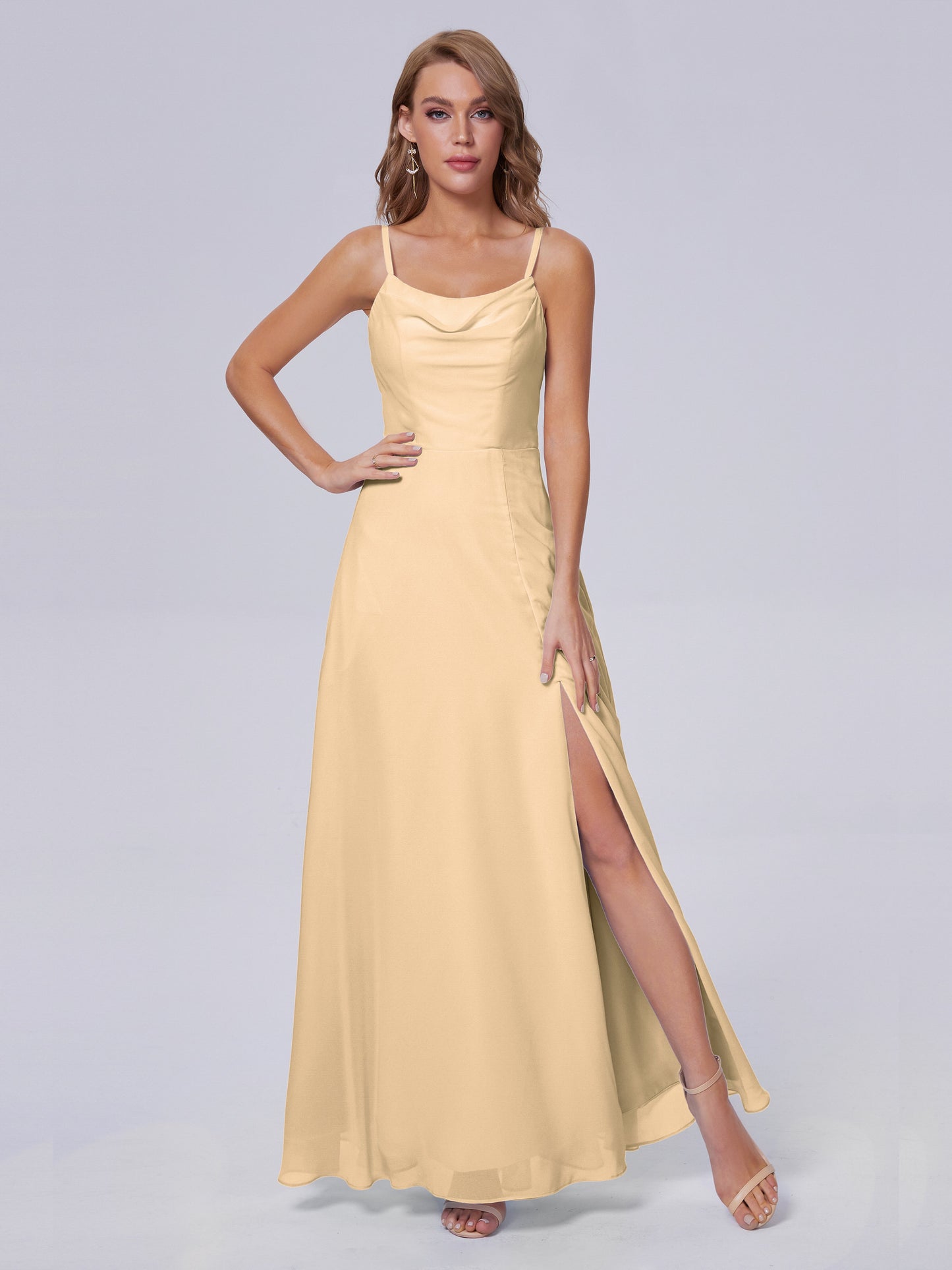 Reese Modest Split Chiffon Long Bridesmaid Dresses