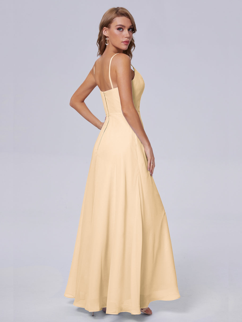 Reese Modest Split Chiffon Long Bridesmaid Dresses