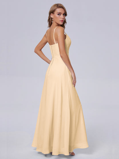 Reese Modest Split Chiffon Long Bridesmaid Dresses