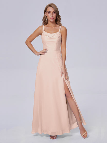 Reese Modest Split Chiffon Long Bridesmaid Dresses
