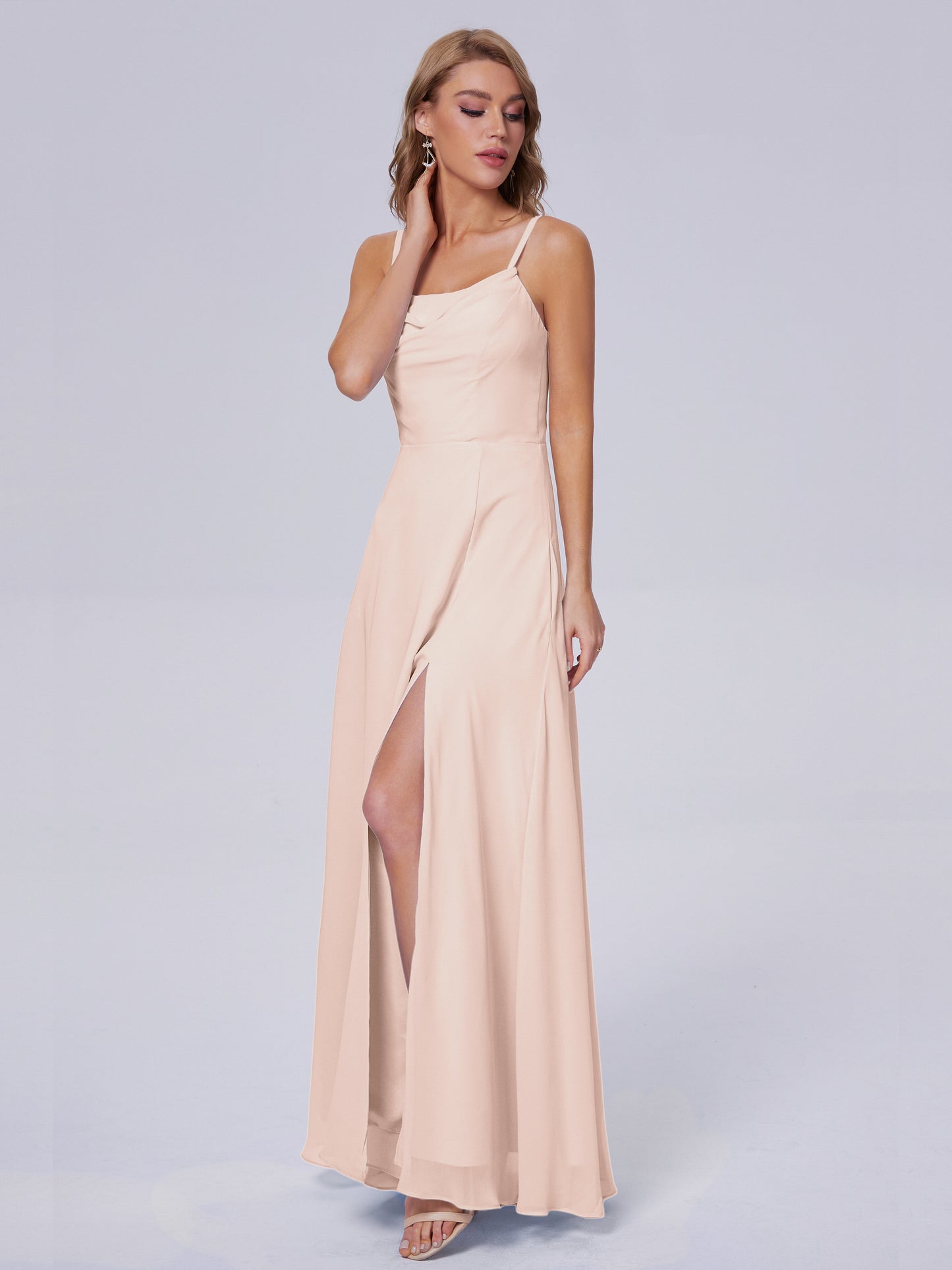 Reese Modest Split Chiffon Long Bridesmaid Dresses