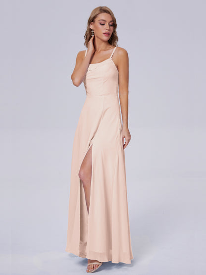 Reese Modest Split Chiffon Long Bridesmaid Dresses