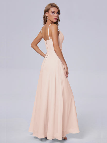 Reese Modest Split Chiffon Long Bridesmaid Dresses