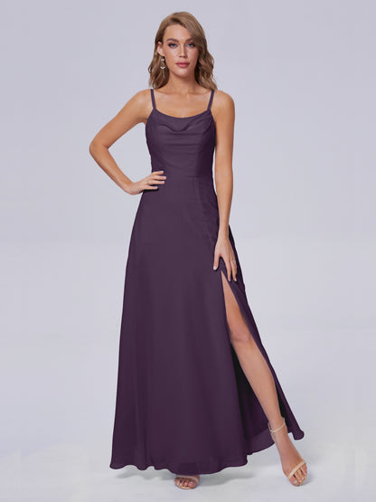 Reese Modest Split Chiffon Long Bridesmaid Dresses