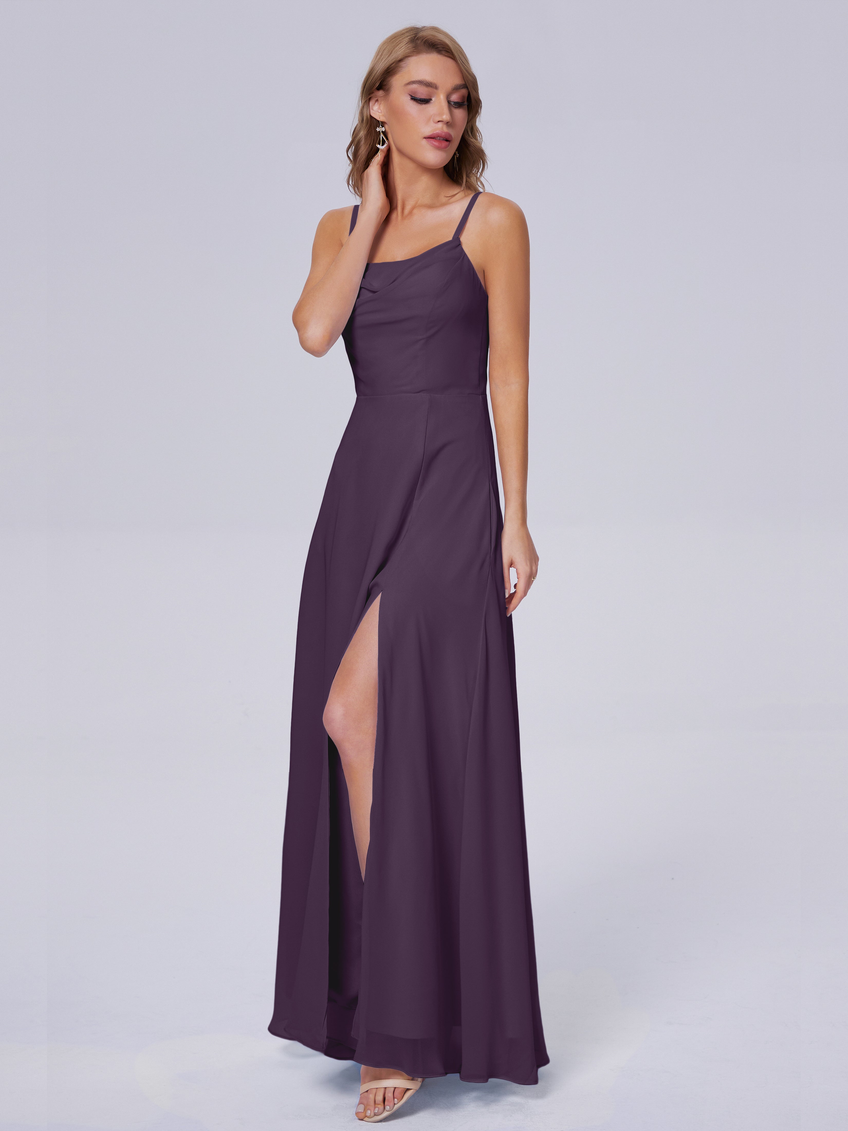 Reese Modest Split Chiffon Long Bridesmaid Dresses