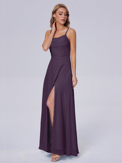 Reese Modest Split Chiffon Long Bridesmaid Dresses