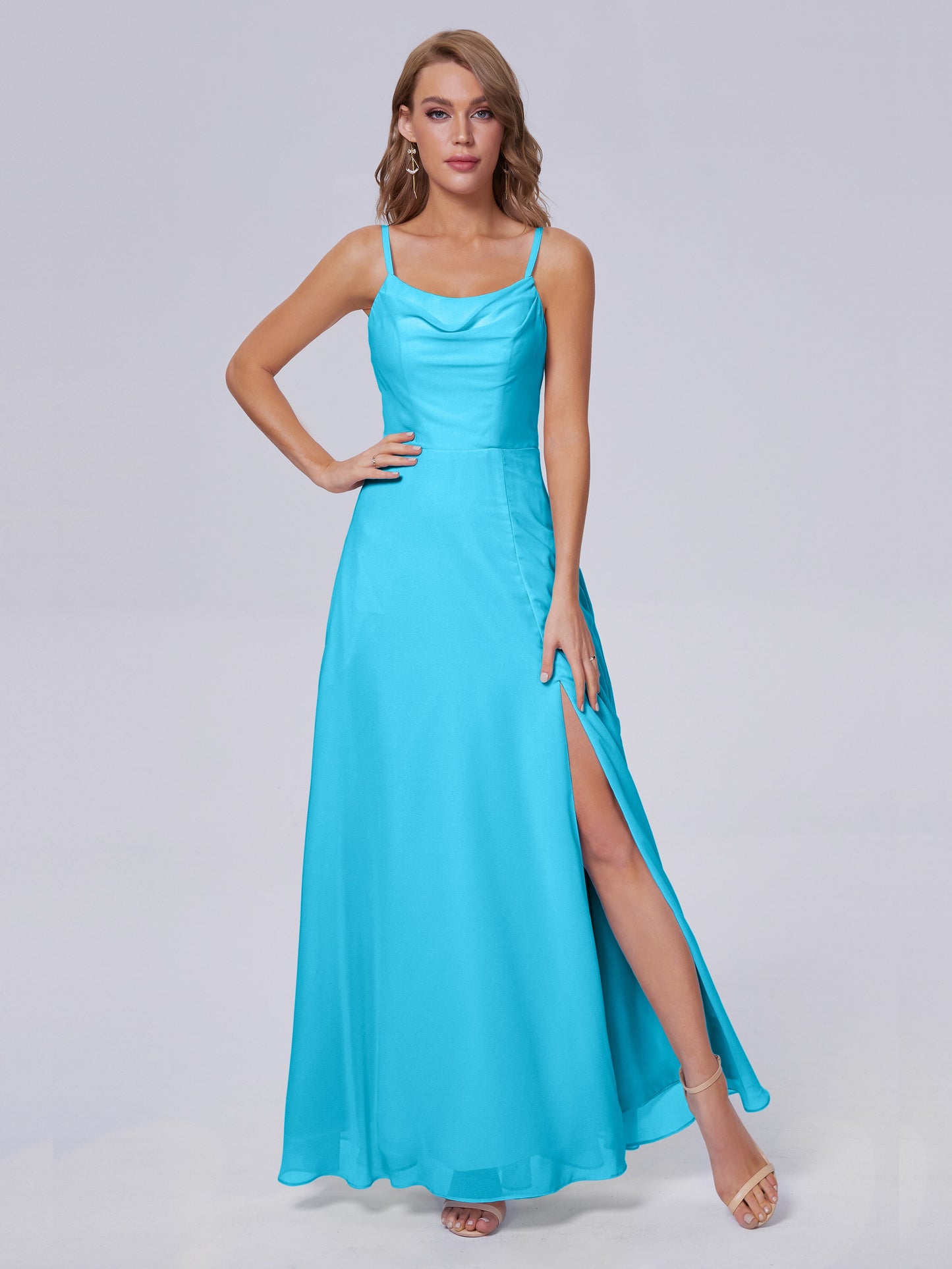 Reese Modest Split Chiffon Long Bridesmaid Dresses