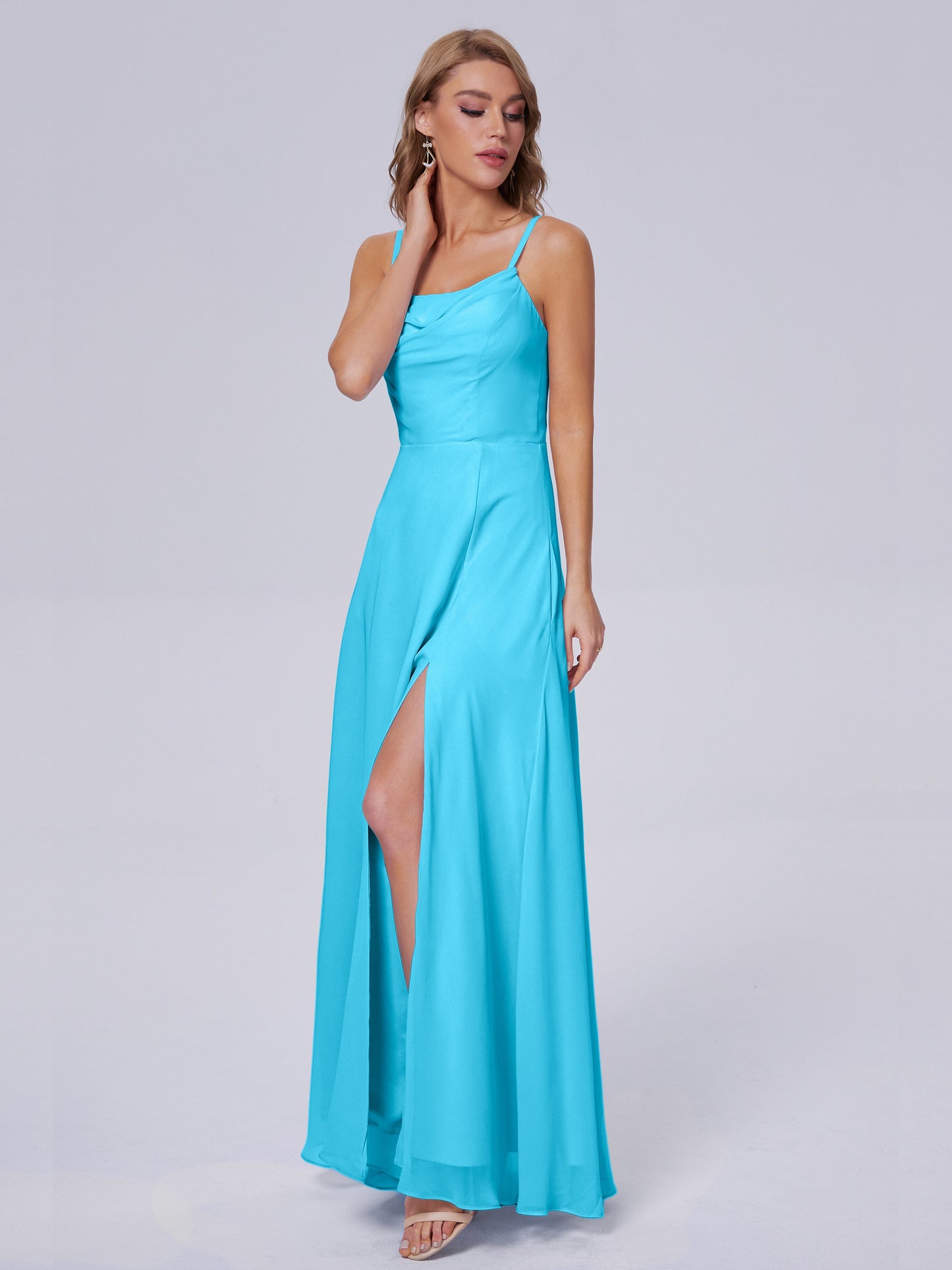 Reese Modest Split Chiffon Long Bridesmaid Dresses
