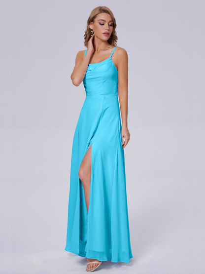 Reese Modest Split Chiffon Long Bridesmaid Dresses