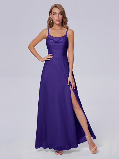 Reese Modest Split Chiffon Long Bridesmaid Dresses