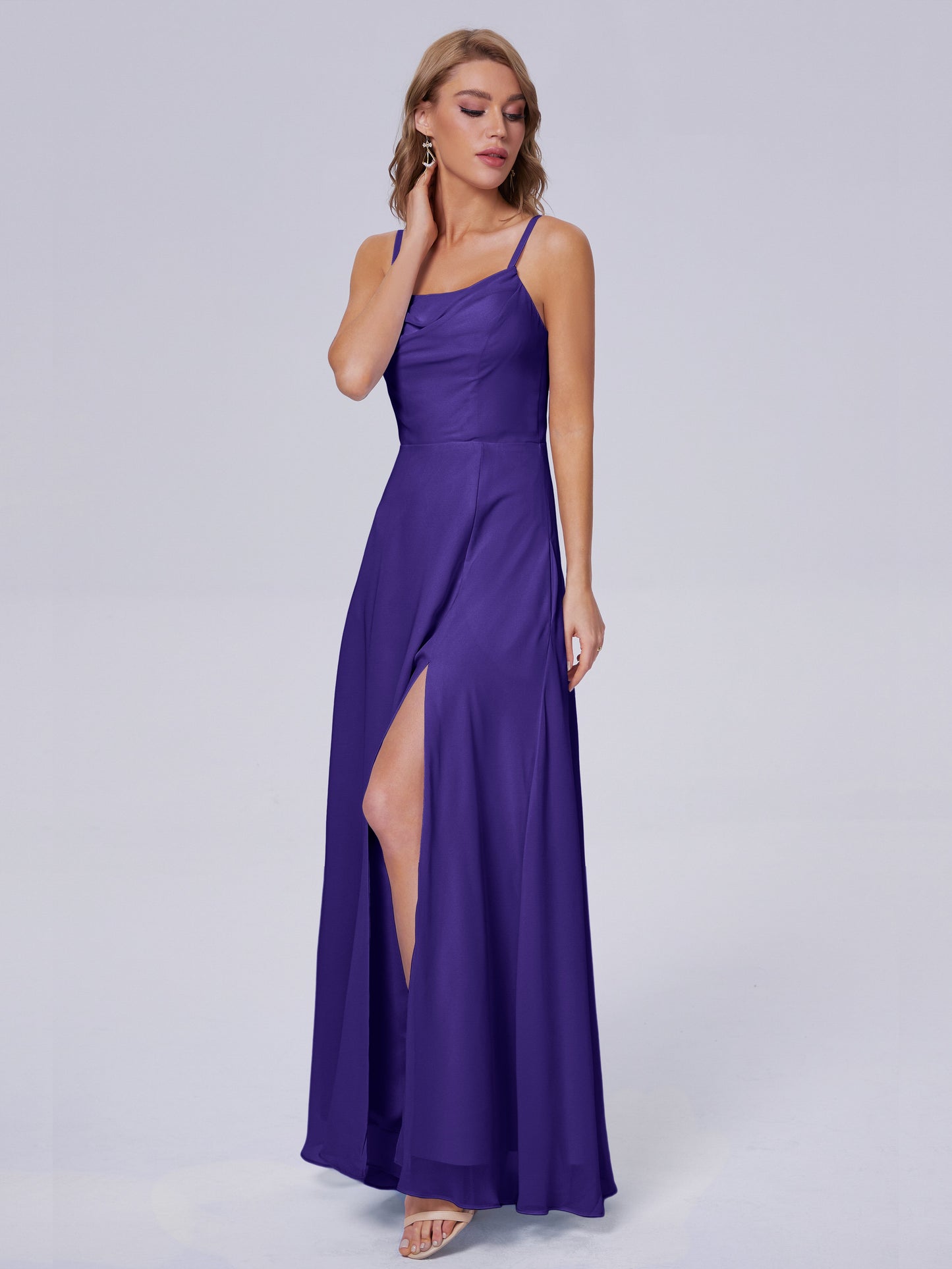 Reese Modest Split Chiffon Long Bridesmaid Dresses