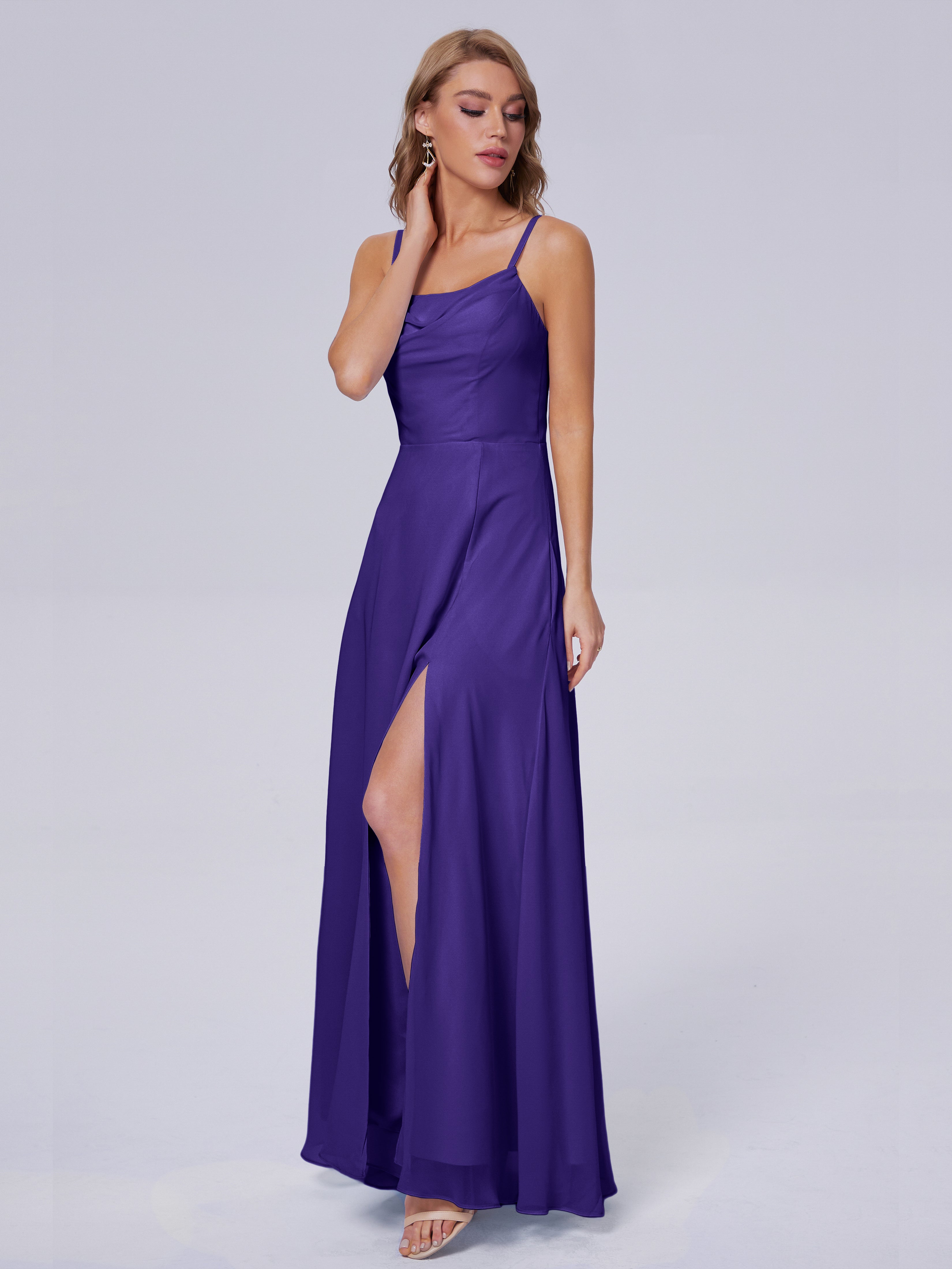 Reese Modest Split Chiffon Long Bridesmaid Dresses