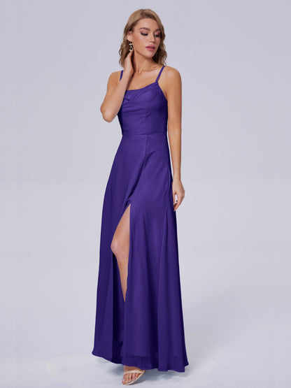 Reese Modest Split Chiffon Long Bridesmaid Dresses