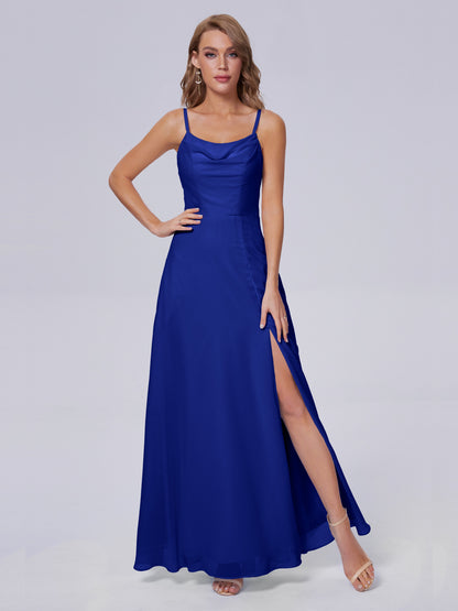 Reese Modest Split Chiffon Long Bridesmaid Dresses