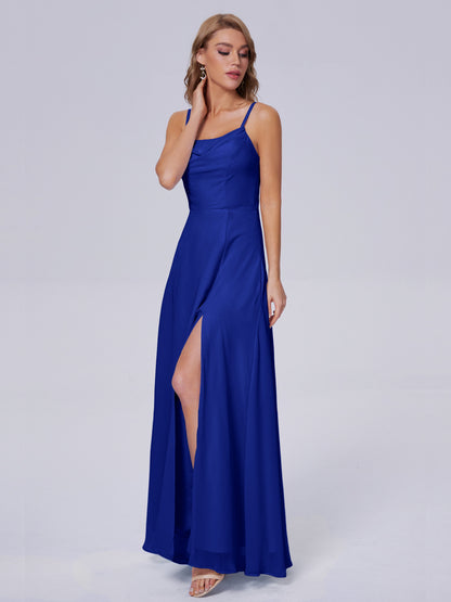 Reese Modest Split Chiffon Long Bridesmaid Dresses
