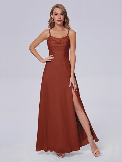 Reese Modest Split Chiffon Long Bridesmaid Dresses
