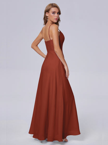 Reese Modest Split Chiffon Long Bridesmaid Dresses