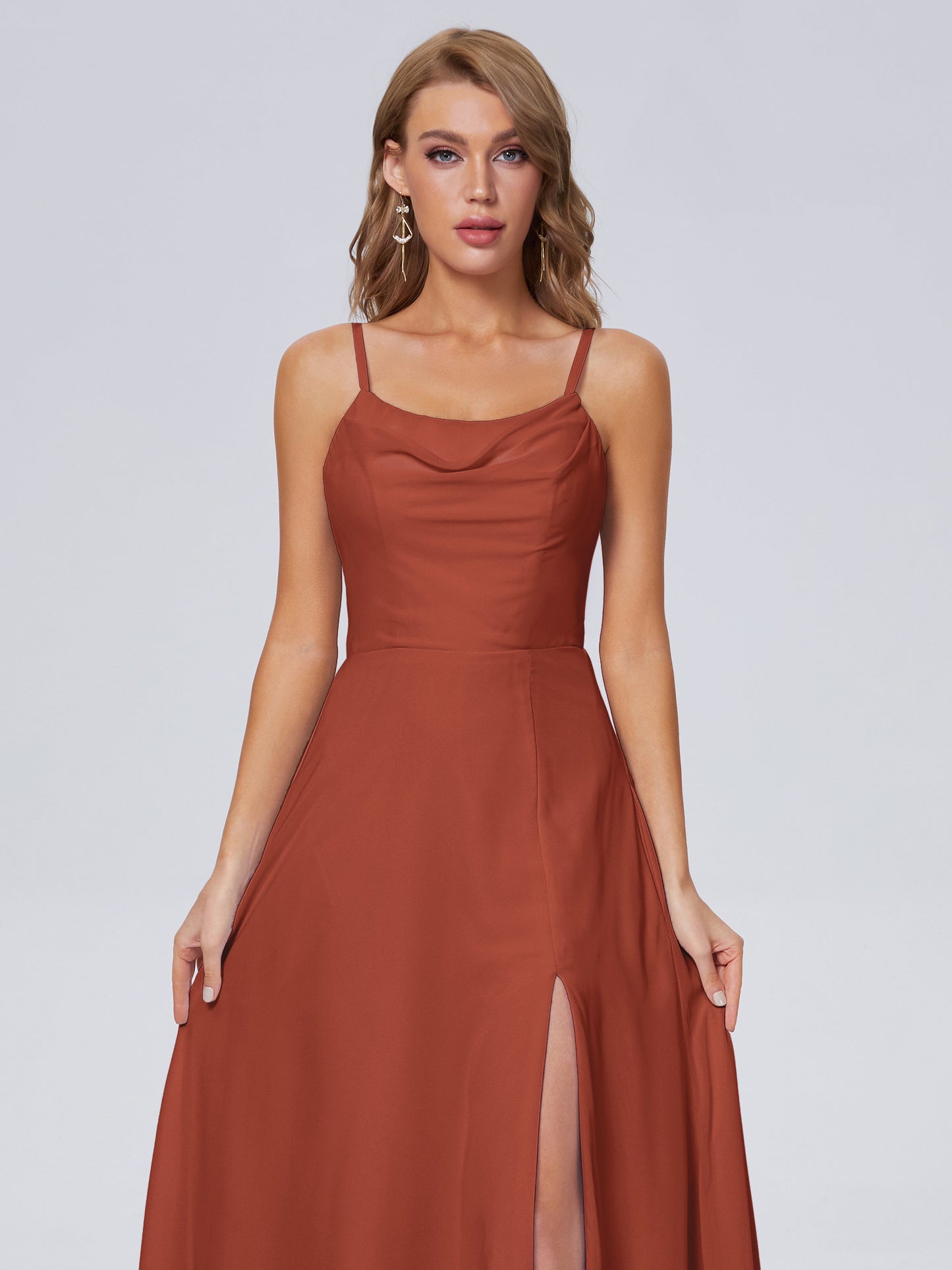 Reese Modest Split Chiffon Long Bridesmaid Dresses