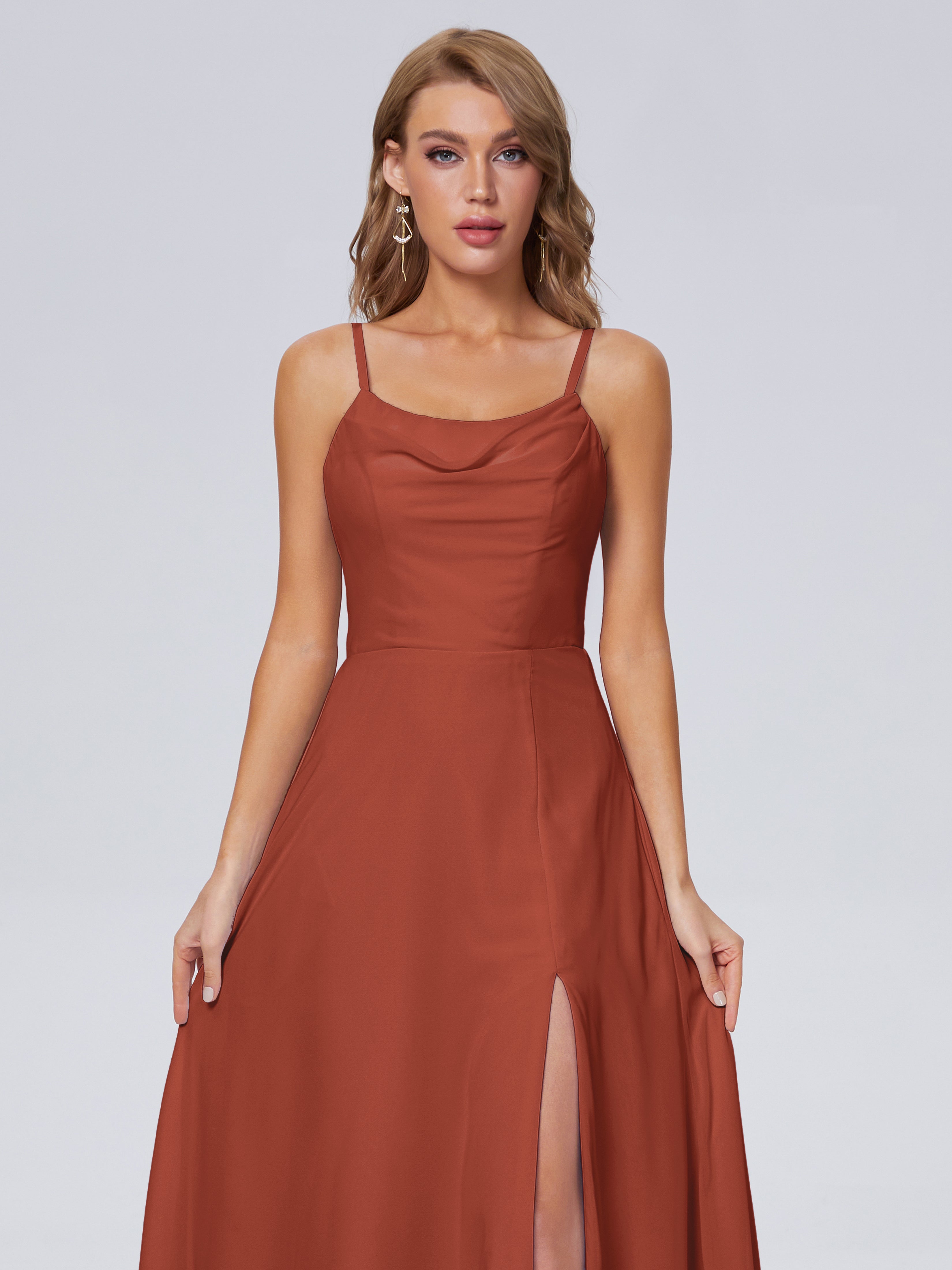 Reese Modest Split Chiffon Long Bridesmaid Dresses