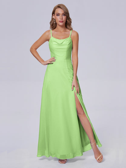 Reese Modest Split Chiffon Long Bridesmaid Dresses