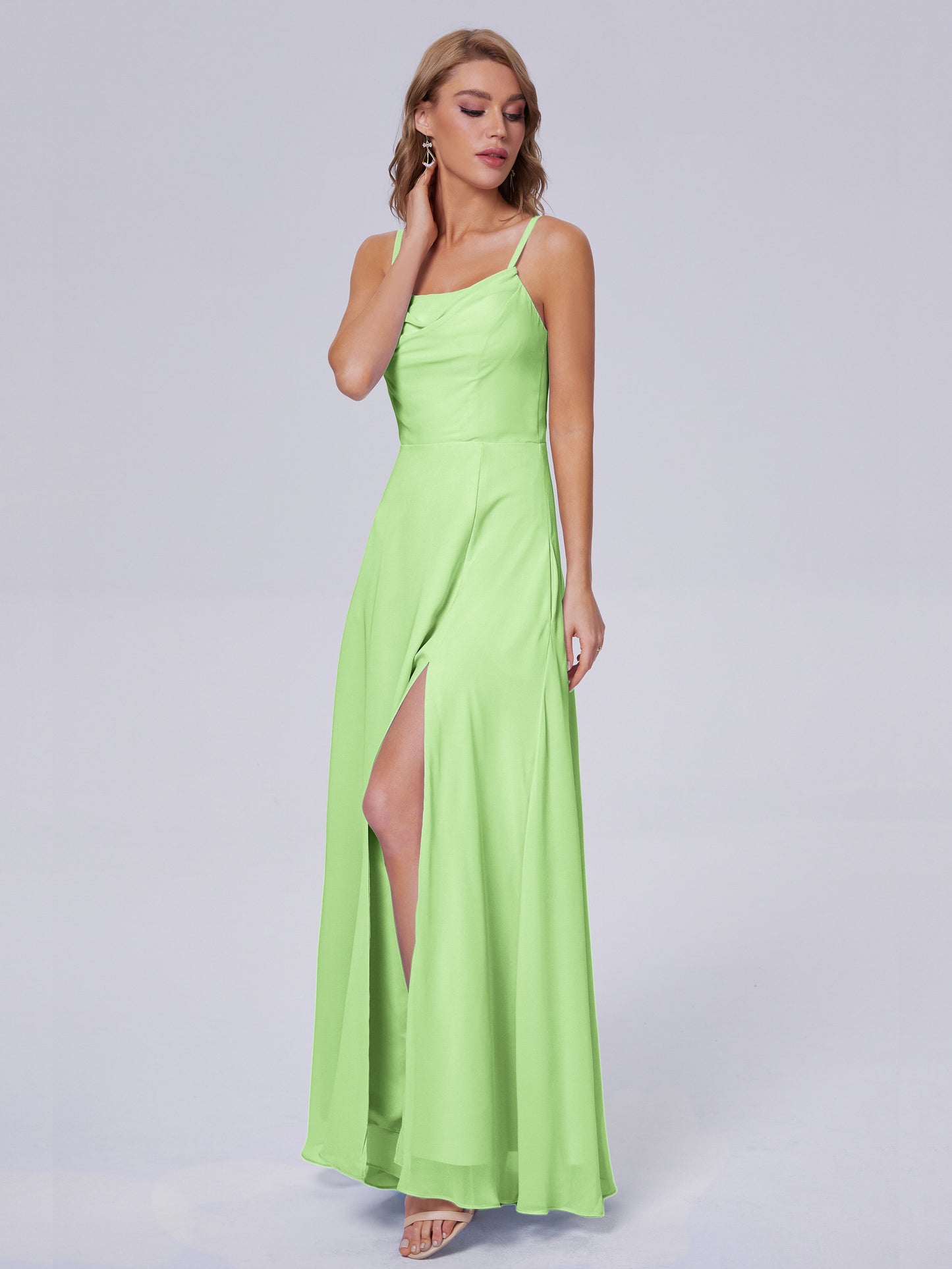 Reese Modest Split Chiffon Long Bridesmaid Dresses