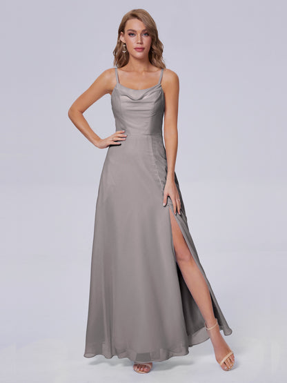 Reese Modest Split Chiffon Long Bridesmaid Dresses