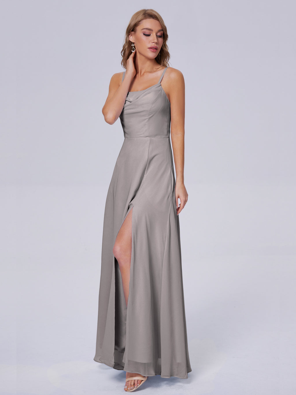 Reese Modest Split Chiffon Long Bridesmaid Dresses