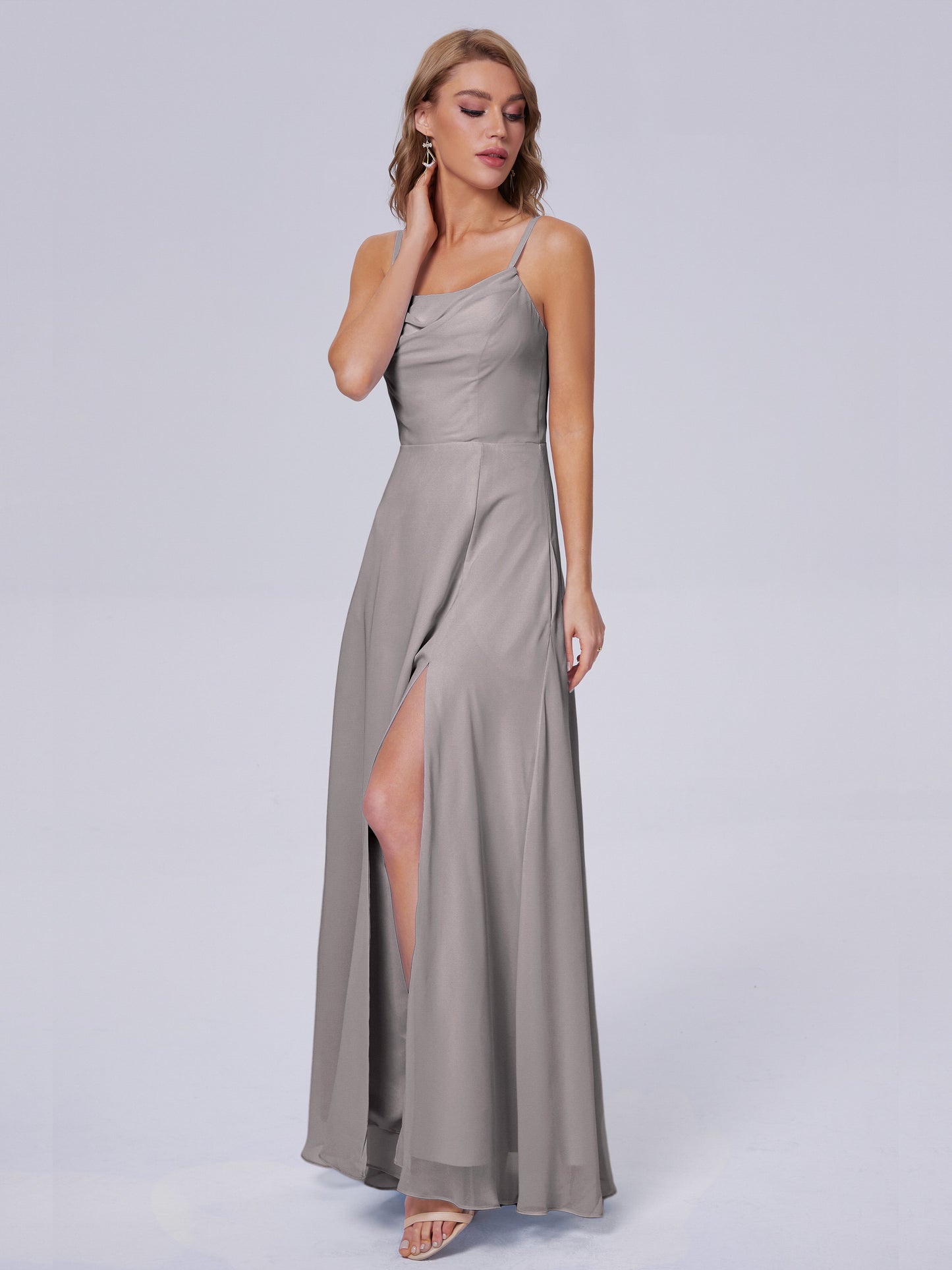 Reese Modest Split Chiffon Long Bridesmaid Dresses