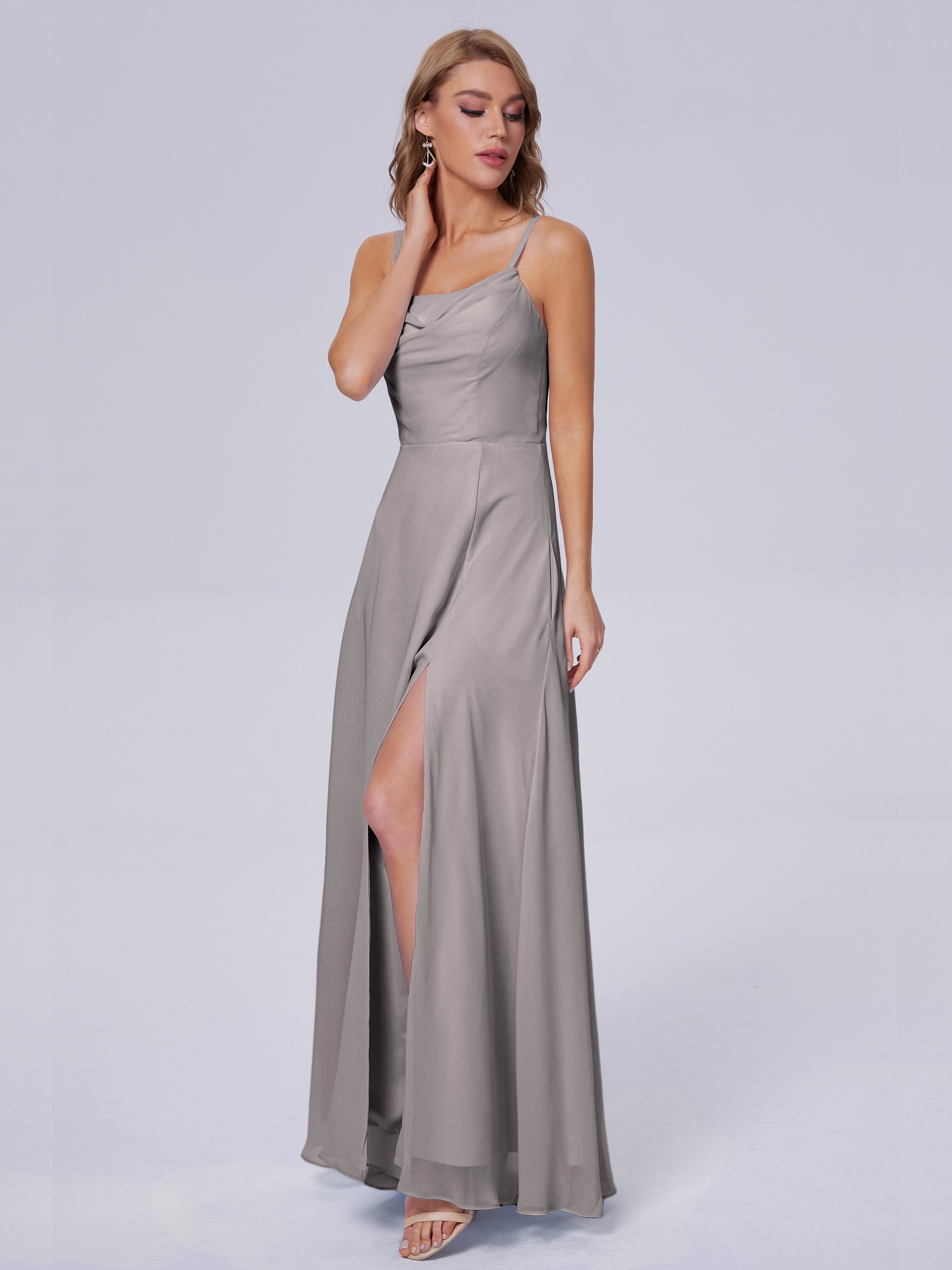 Reese Modest Split Chiffon Long Bridesmaid Dresses