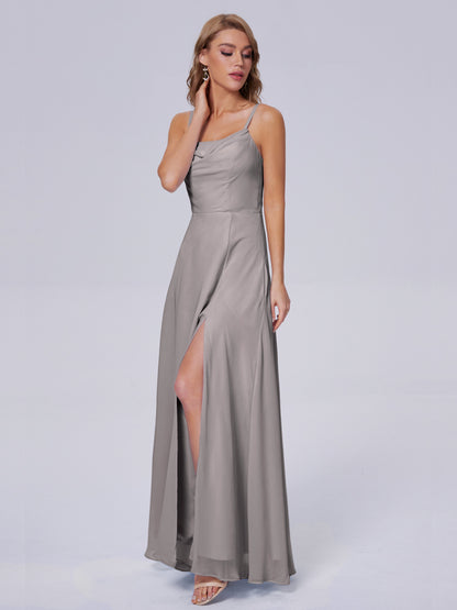 Reese Modest Split Chiffon Long Bridesmaid Dresses