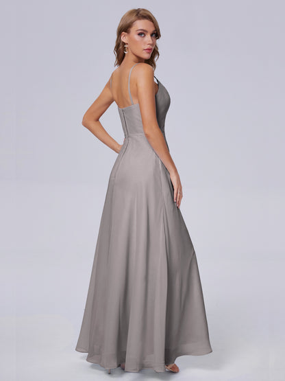 Reese Modest Split Chiffon Long Bridesmaid Dresses