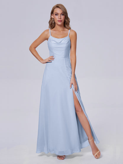 Reese Modest Split Chiffon Long Bridesmaid Dresses