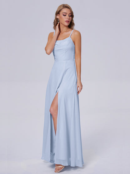 Reese Modest Split Chiffon Long Bridesmaid Dresses