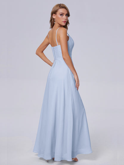 Reese Modest Split Chiffon Long Bridesmaid Dresses