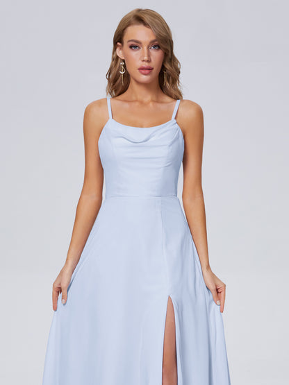 Reese Modest Split Chiffon Long Bridesmaid Dresses