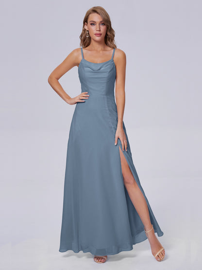 Reese Modest Split Chiffon Long Bridesmaid Dresses