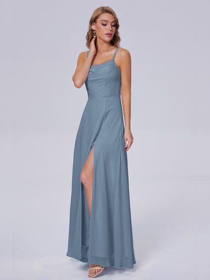 Reese Modest Split Chiffon Long Bridesmaid Dresses