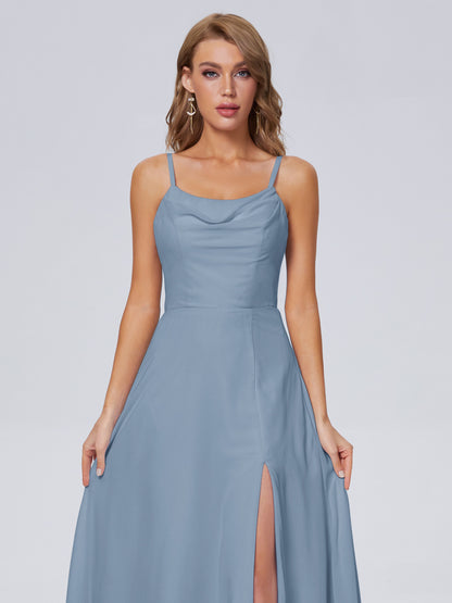 Reese Modest Split Chiffon Long Bridesmaid Dresses