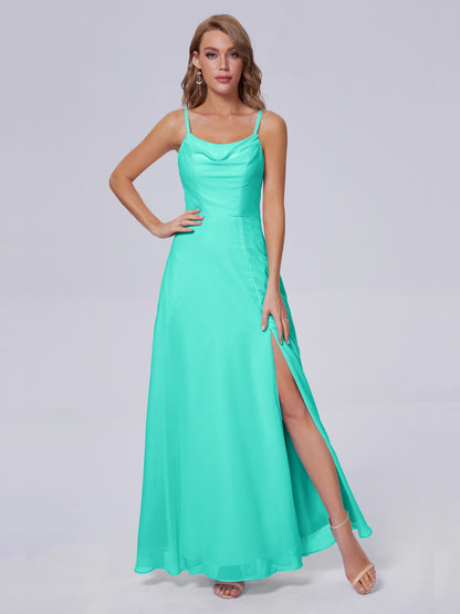 Reese Modest Split Chiffon Long Bridesmaid Dresses