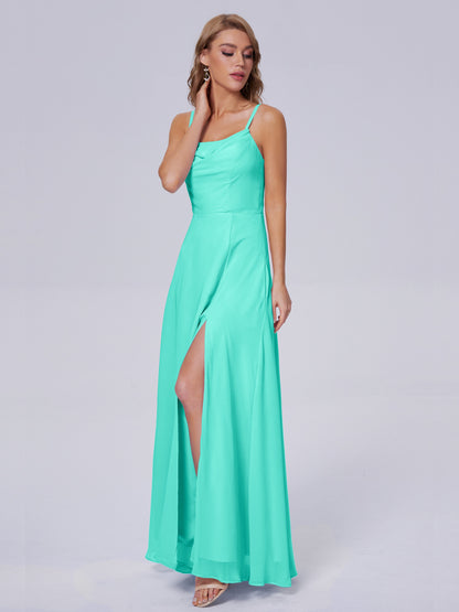Reese Modest Split Chiffon Long Bridesmaid Dresses