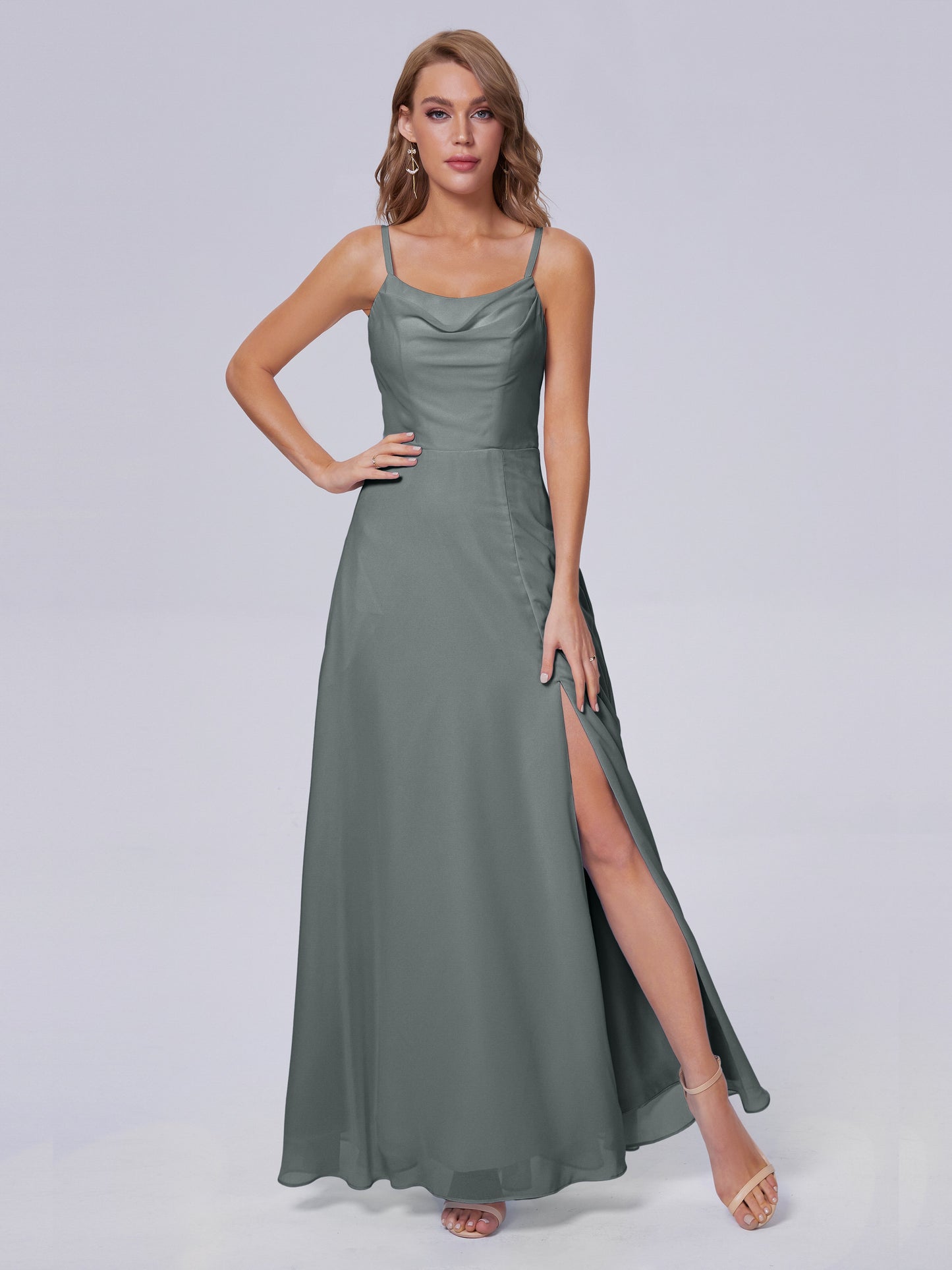 Reese Modest Split Chiffon Long Bridesmaid Dresses