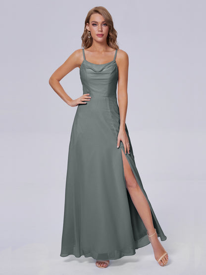 Reese Modest Split Chiffon Long Bridesmaid Dresses