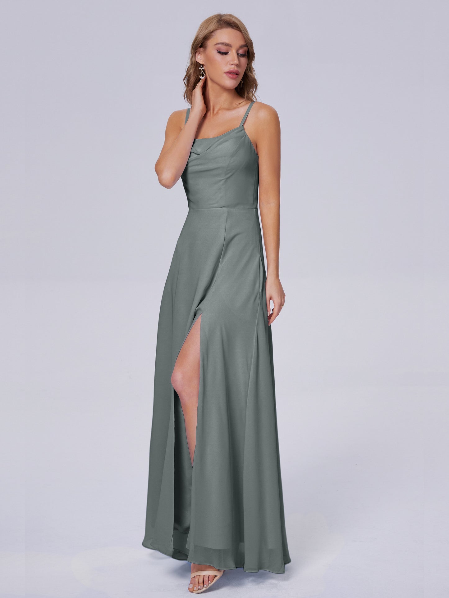 Reese Modest Split Chiffon Long Bridesmaid Dresses