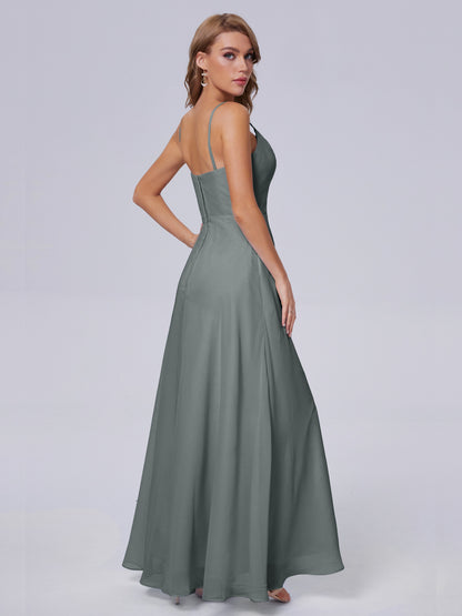 Reese Modest Split Chiffon Long Bridesmaid Dresses