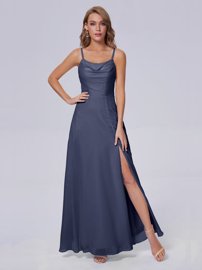 Reese Modest Split Chiffon Long Bridesmaid Dresses