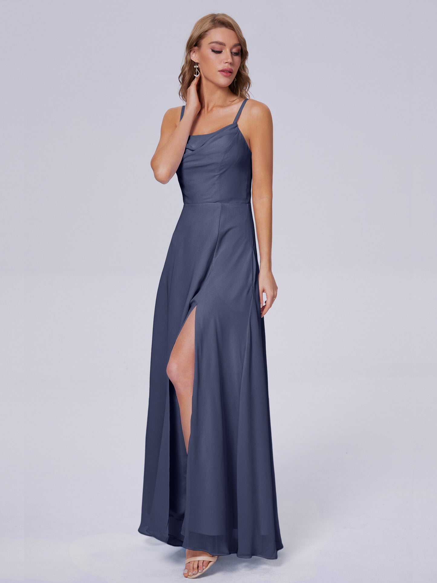 Reese Modest Split Chiffon Long Bridesmaid Dresses