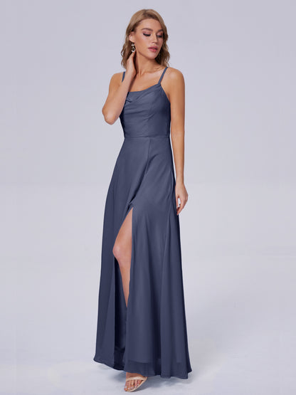 Reese Modest Split Chiffon Long Bridesmaid Dresses