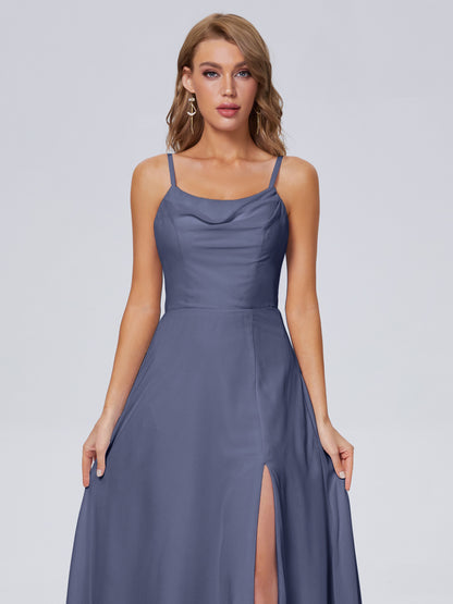 Reese Modest Split Chiffon Long Bridesmaid Dresses